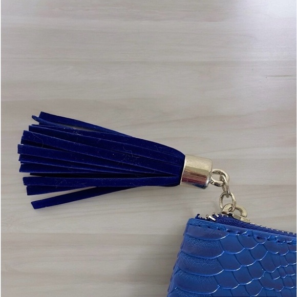 NEW Babe Lash Blue Tassel Makeup Cosmetic Bag Zipper Closure Silver Name Plate - Picture 6 of 8